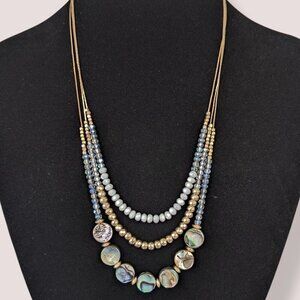 Charming Charlie 3-Strand Abalone Beaded Necklace
